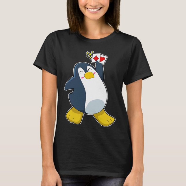 Penguin Poker Poker cards Card game T-Shirt (Front)