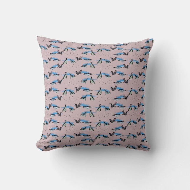 Penguin Pool Party Pillow (Pink) (Front)