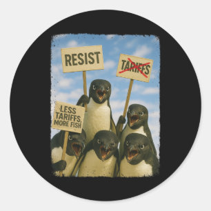 Penguin Protest Against Tarrifs March Activism Fun Classic Round Sticker