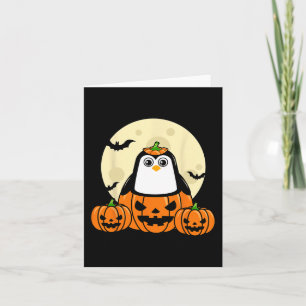 Penguin Pumpkin Moon Bats Costume Cute Easy Hallow Card