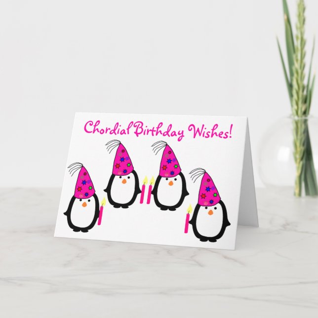 Penguin Quartet Birthday Card (Front)