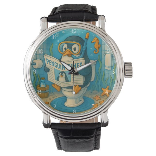 Penguin Reading Newspaper Underwater Watch (Front)