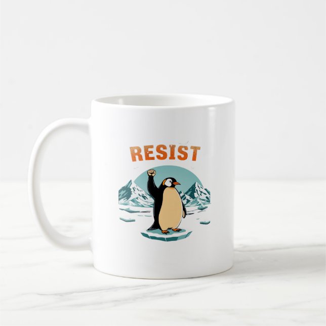 Penguin Resist muckup Graphic Vintage Arctic Coffee Mug (Left)