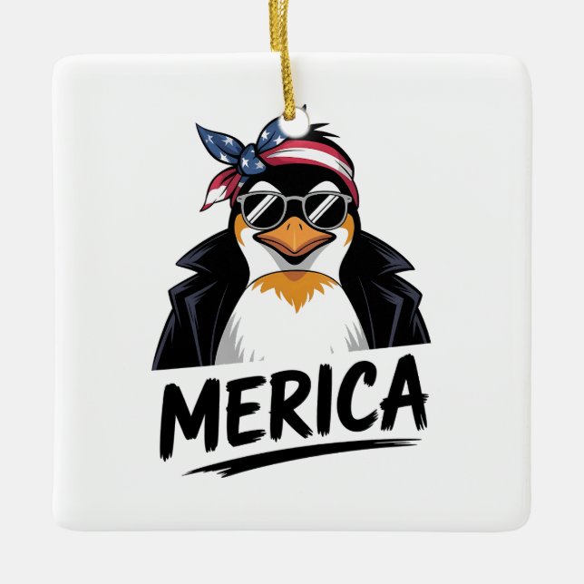 Penguin Resist Penguins Protest Against  Ceramic Ornament (Front)