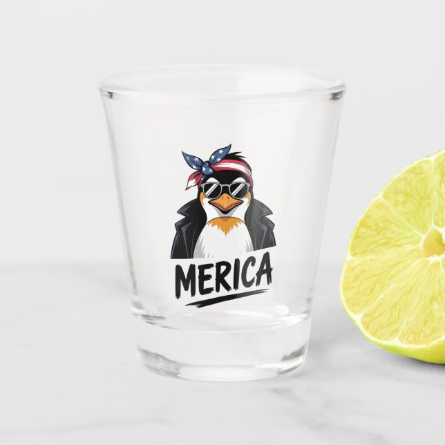 Penguin Resist Penguins Protest Against  Shot Glass (Front)