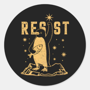 Penguin Resist Penguins Protest Against Tariffs An Classic Round Sticker