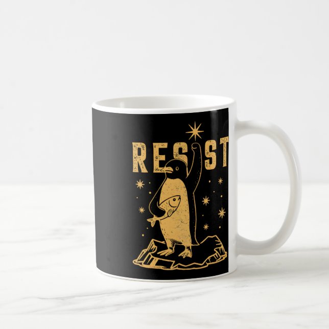 Penguin Resist Penguins Protest Against Tariffs An Coffee Mug (Right)
