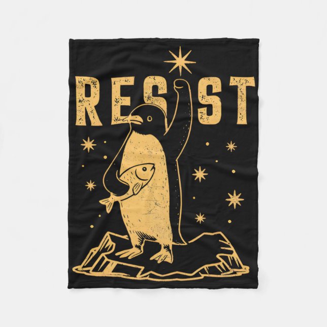 Penguin Resist Penguins Protest Against Tariffs An Fleece Blanket (Front)