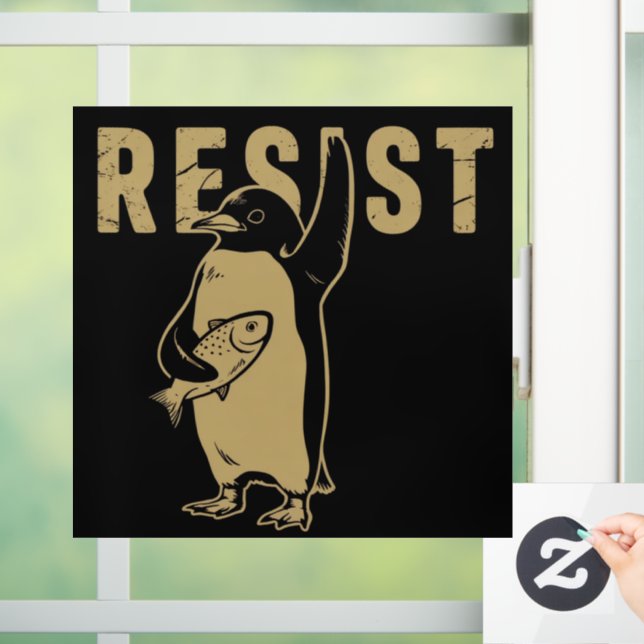Penguin Resist Penguins Protest Against Tariffs Window Cling (Home)