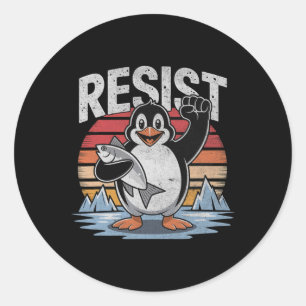 Penguin Resist Tariffs Penguins Men Women Anti Tru Classic Round Sticker