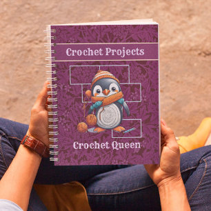Penguin Retirement Gifts for Crocheter Mom Grandma Notebook