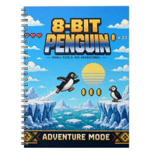 Penguin, Retro 8-Bit Pixel Art Notebook