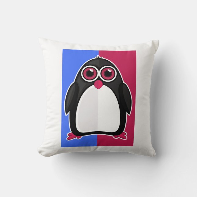 Penguin Retro  Throw Pillow (Front)