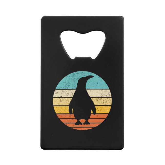 Penguin Retro Vintage Sunset Credit Card Bottle Opener (Front)
