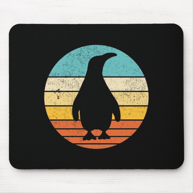 Penguin Retro Vintage Sunset Mouse Pad (Front)