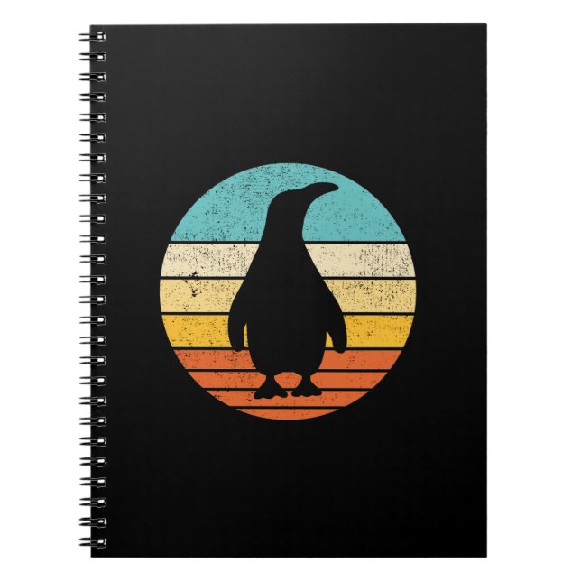 Penguin Retro Vintage Sunset Notebook (Front)