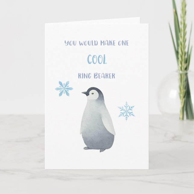 Penguin Ring Bearer Proposal Card (Front)