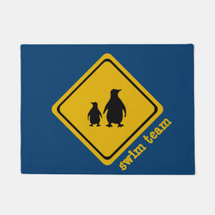 penguin road sign - doormat