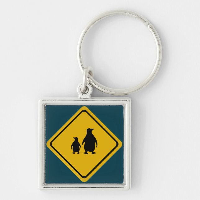 penguin road sign keychain (Front)