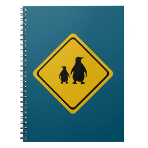 penguin road sign notebook