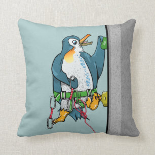 Penguin Rock Climbing Throw Pillow