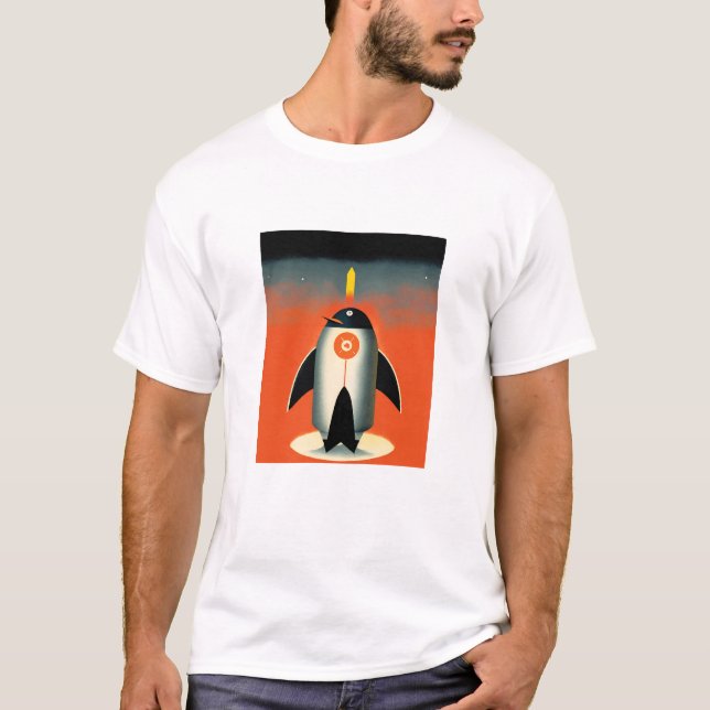 Penguin Rocket to Mars T-Shirt (Front)