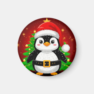 🐧 Penguin Santa Christmas Tree Holiday Fun ✨ Magnet