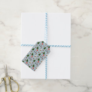 Penguin Santa Happy Merry Christmas tree pattern Gift Tags