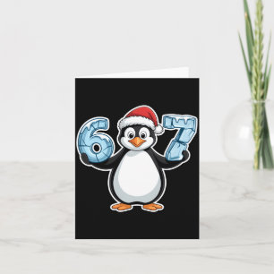 Penguin Santa Hat 67 Icy Numbers Christmas Birthda Card
