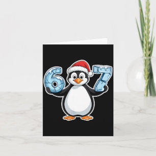 Penguin Santa Hat 67 Icy Numbers Christmas Birthda Card