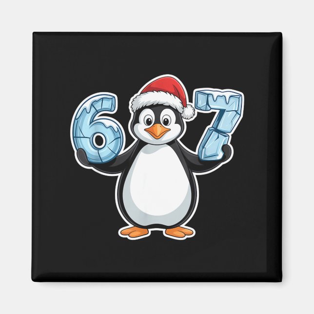Penguin Santa Hat 67 Icy Numbers Christmas Birthda Magnet (Front)