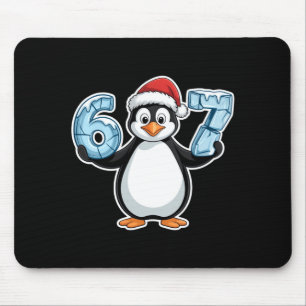 Penguin Santa Hat 67 Icy Numbers Christmas Birthda Mouse Pad