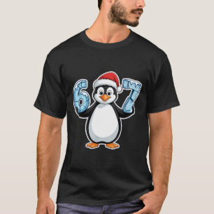 Penguin Santa Hat 67 Icy Numbers Christmas Birthda T-Shirt