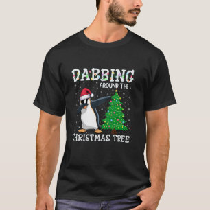 Penguin Santa Hat Dabbing Around the Christmas Tre T-Shirt