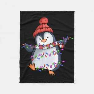 Penguin Santa Lights Christmas Pajamas Cute Pengui Fleece Blanket