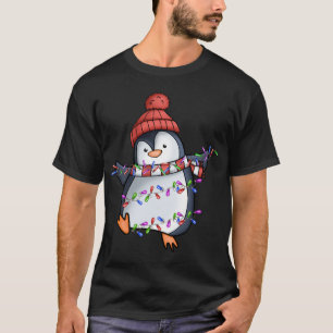 Penguin Santa Lights Christmas Pyjamas Cute Pengui T-Shirt