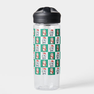 Penguin Santa watercolor Merry Christmas pattern Water Bottle