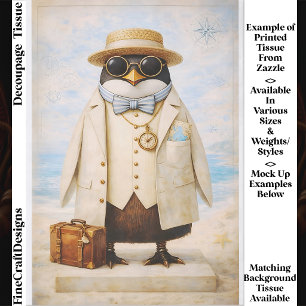 Penguin Seaside Traveller & Suitcase FG5 Decoupage Tissue Paper