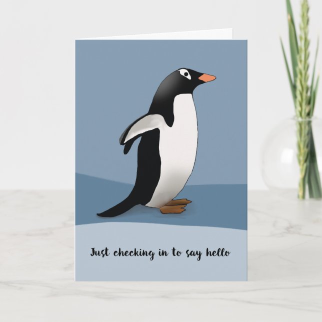 Penguin Sending Warm Thinking of You Greetings Card (Front)