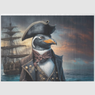 Penguin Ship Captain Decoupage   Nautical Whimsy Tissue Paper