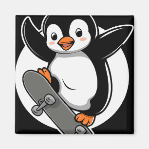 Penguin Skater Skateboarding Skateboard Skating  Magnet