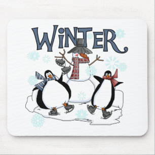 Penguin Skating Holiday Tshirts and Gifts Mouse Pad