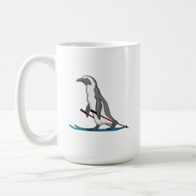 Penguin Skier Ski Coffee Mug (Left)