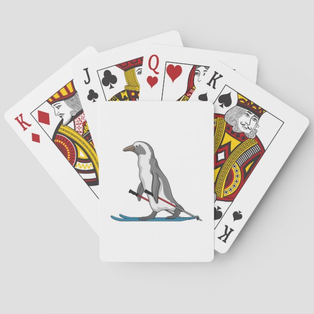 Penguin Skier Ski Playing Cards (Back)