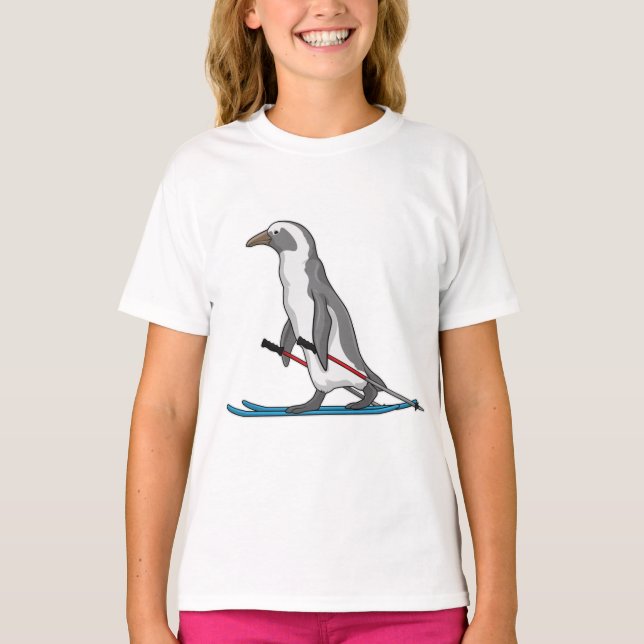 Penguin Skier Ski T-Shirt (Front)