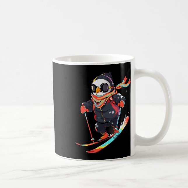 Penguin Skiing Skier Ski Winter Snow  Coffee Mug (Right)