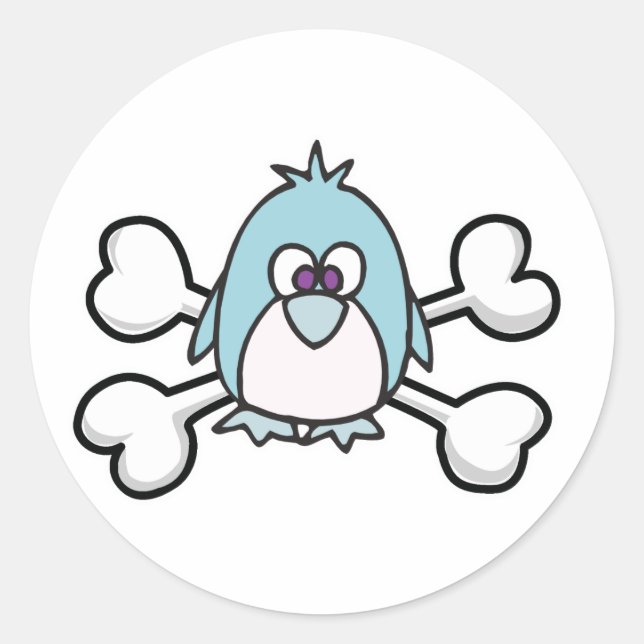 penguin Skull and Crossbones Classic Round Sticker (Front)
