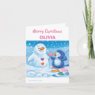 Penguin & Snowman medium Christmas card