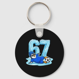 Penguin Soccer 67 Ice Slide Funny Winter Sports Keychain