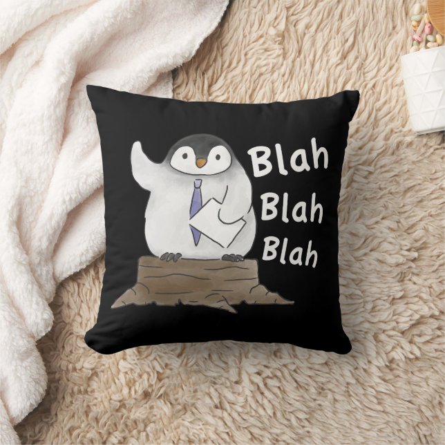 Penguin Speech  Throw Pillow (Blanket)